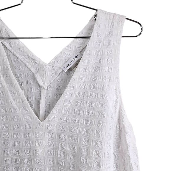 Calvin Klein New Ruffle-Hem Mini A-Line Tiered Ruffle White Boho Dress - Picture 4 of 8